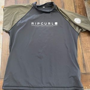 Rip curl gray and green rash guard large short sleeve